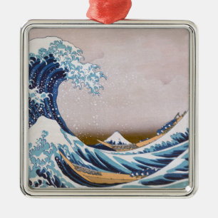 Tsunami Great Wave off Kanagawa Japan by Hokusai Metal Tree Decoration