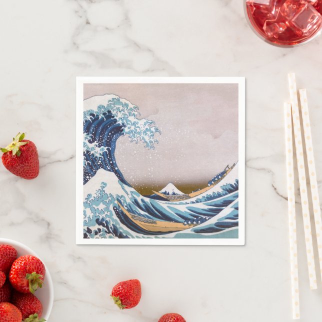 Tsunami Great Wave off Kanagawa Japan by Hokusai Napkin (Insitu)