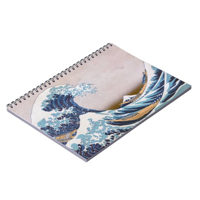 Tsunami Great Wave off Kanagawa Japan by Hokusai Notebook (Left Side)