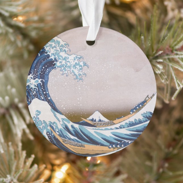 Tsunami Great Wave off Kanagawa Japan by Hokusai Ornament (Tree)