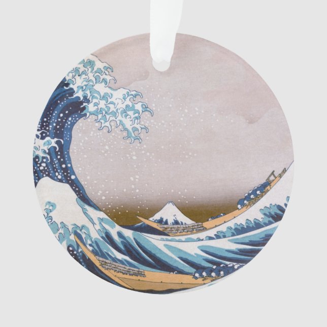 Tsunami Great Wave off Kanagawa Japan by Hokusai Ornament (Front)