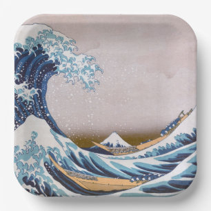 Tsunami Great Wave off Kanagawa Japan by Hokusai Paper Plate