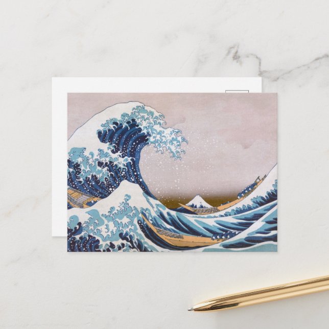 Tsunami Great Wave off Kanagawa Japan by Hokusai Postcard (Front/Back In Situ)