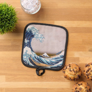 Tsunami Great Wave off Kanagawa Japan by Hokusai Pot Holder