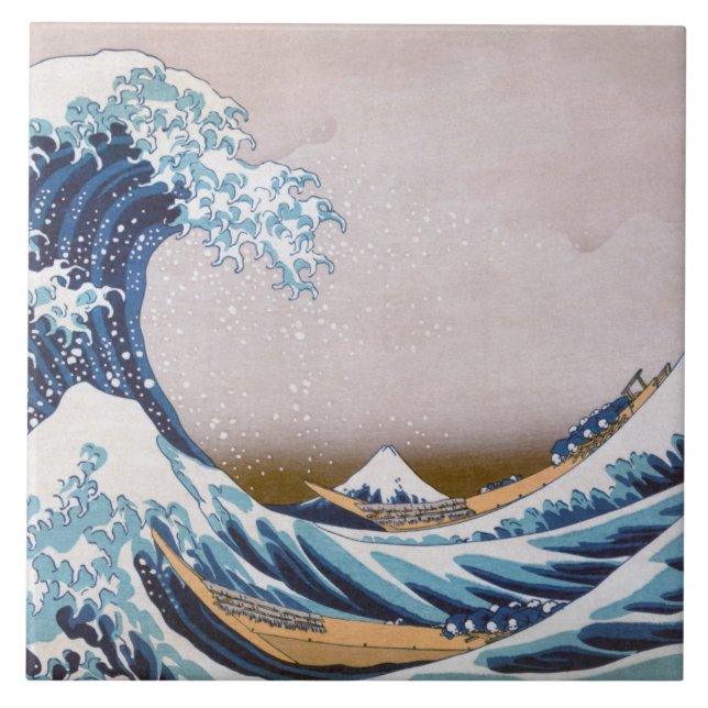 Tsunami Great Wave off Kanagawa Japan by Hokusai Tile (Front)