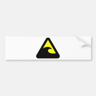 Tsunami Hazard Sign Bumper Sticker