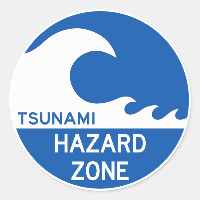 Tsunami Zone Classic Round Sticker (Front)