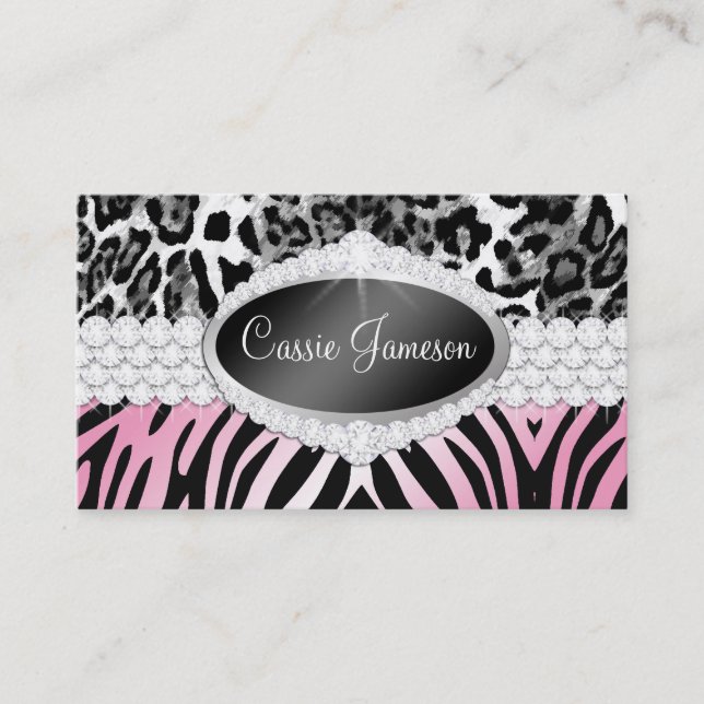 TT-Diamond Bliss Emblem Zebra Leopard  Photo Card (Front)