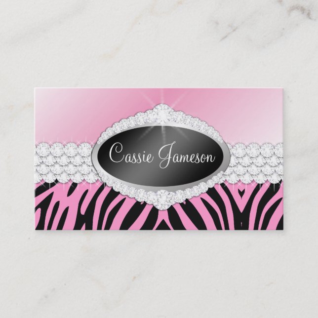 TT-Diamond Bliss Emblem Zebra Pink Photo Card (Front)