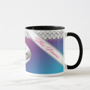 TT-Diamond Bliss Personalised Brunette Mug   Pink
