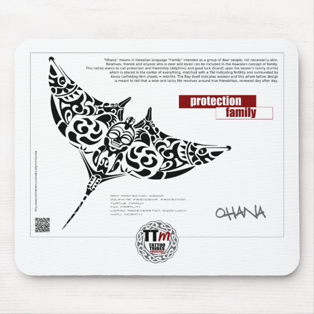 TT Meanings - OHANA manta ray Mouse Mat (Front)