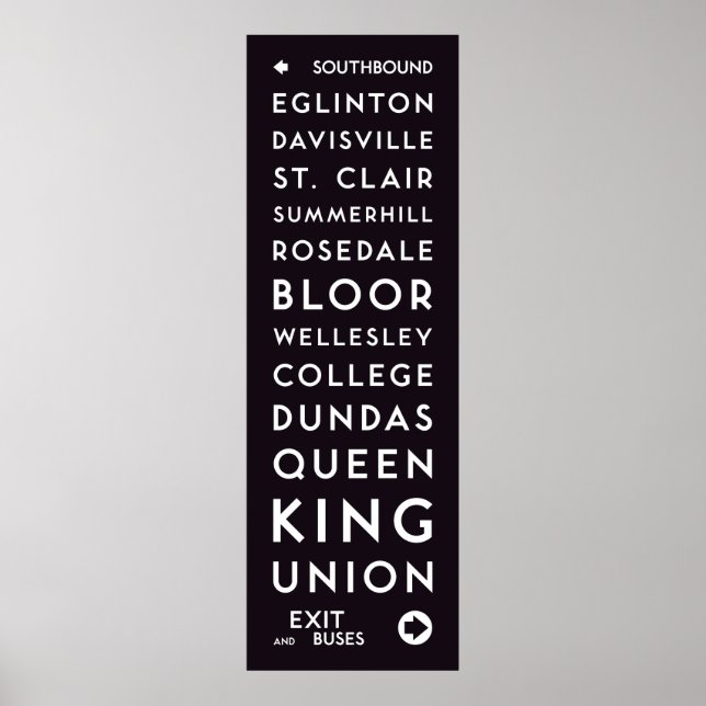TTC - Southbound Stations Long Poster (Front)