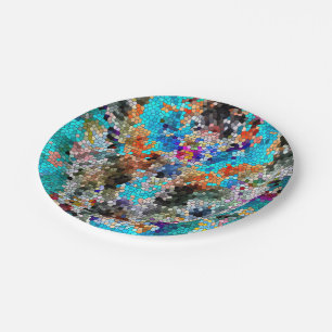 TTEQOTGCubismINV SGDRKDP BLUE Paper Plate