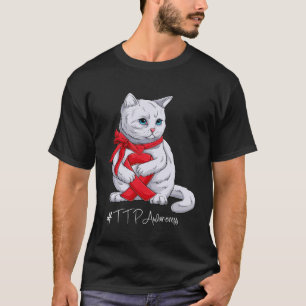 TTP Awareness Month Red Ribbon Cat T-Shirt