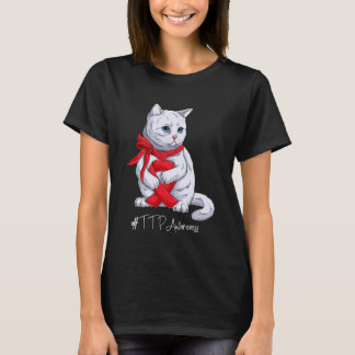 TTP Awareness Month Red Ribbon Cat T-Shirt