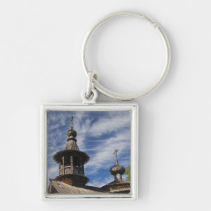 Ttraditional wooden Russian Orthodox church Key Ring