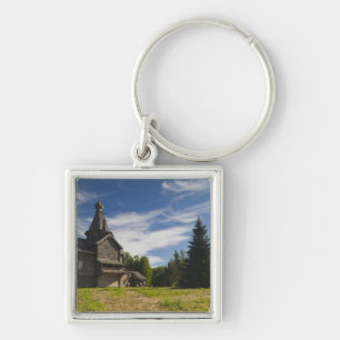 Ttraditional wooden Russian Orthodox church Key Ring