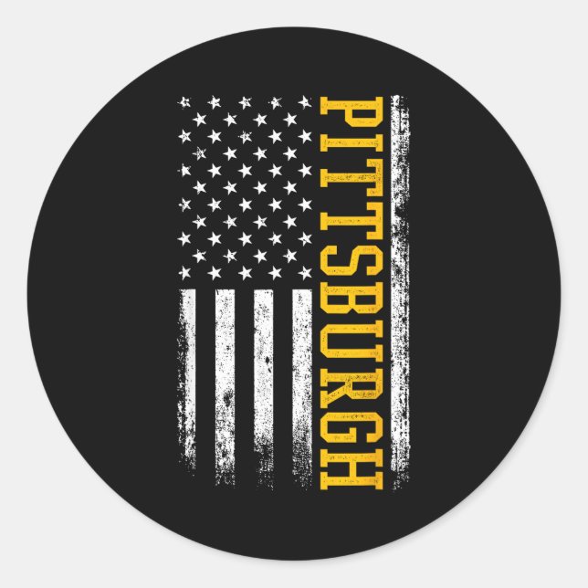 Ttsburgh Usa Flag Patriotic American From Ttsburgh Classic Round Sticker (Front)