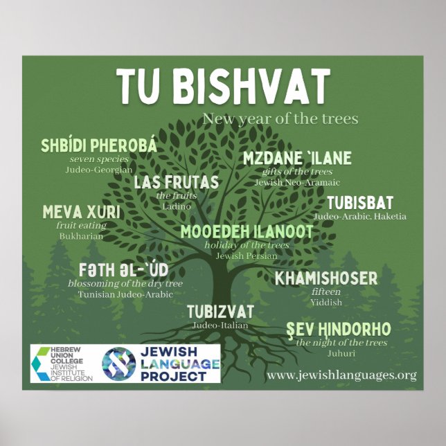 Tu Bishvat - New Year of the Trees - in 10 Jewish  Poster (Front)