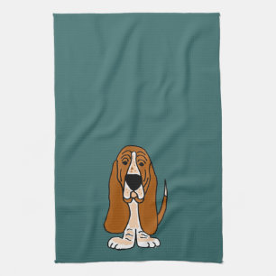TU- Funny Basset Hound Original Art Tea Towel