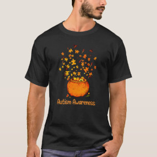 Tu Halloween Pumpkin Ribbon Autism Awareness Costu T-Shirt