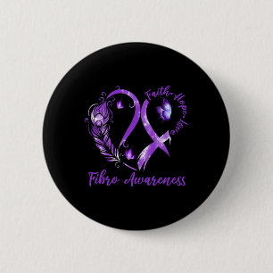Tu Heart Butterfly Purple Ribbon Fibro Awareness 6 Cm Round Badge
