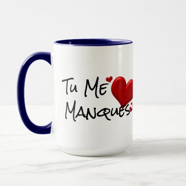 tu me manques miss you hearts coffee mug design (Left)
