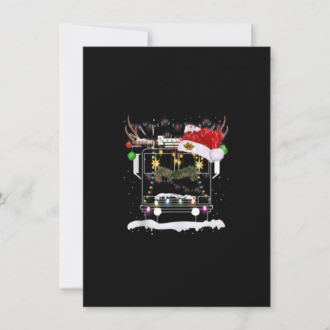 Tu Merry Christmas Fire Truck Costume Reindeer San Invitation (Front)