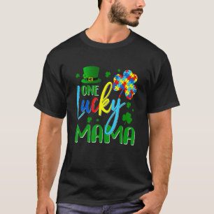 Tu One Lucky Mama Heart Puzzle Autism Awareness T-Shirt