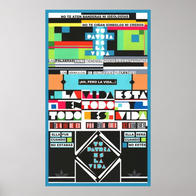 TU PATRIA ES LA VIDA Colourful Spanish Poem Poster (Front)