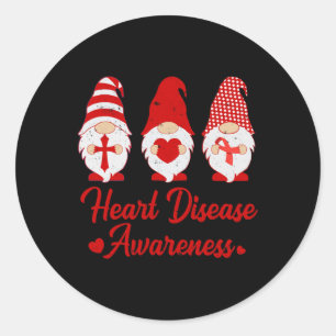 Tu Red Ribbon Gnome Heart Disease Awareness Costum Classic Round Sticker