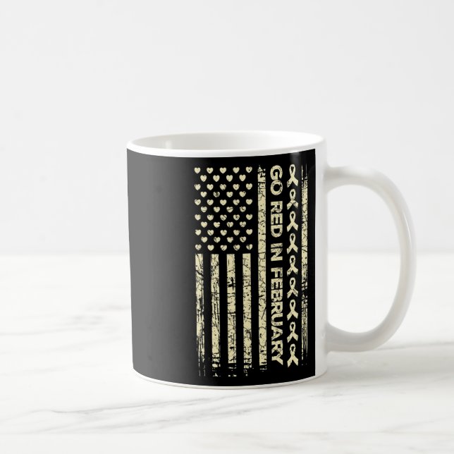 Tu Red Ribbon Heart Disease Awareness Gift America Coffee Mug (Right)