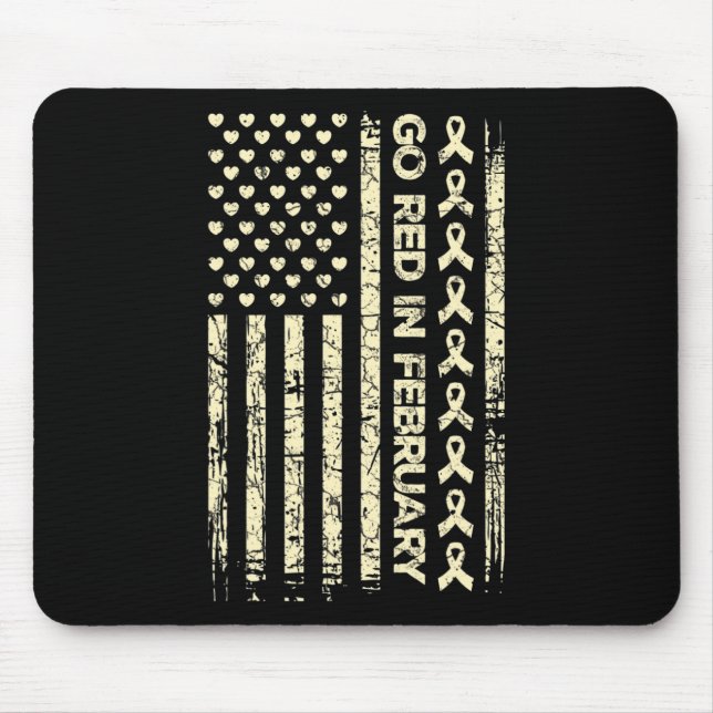 Tu Red Ribbon Heart Disease Awareness Gift America Mouse Mat (Front)