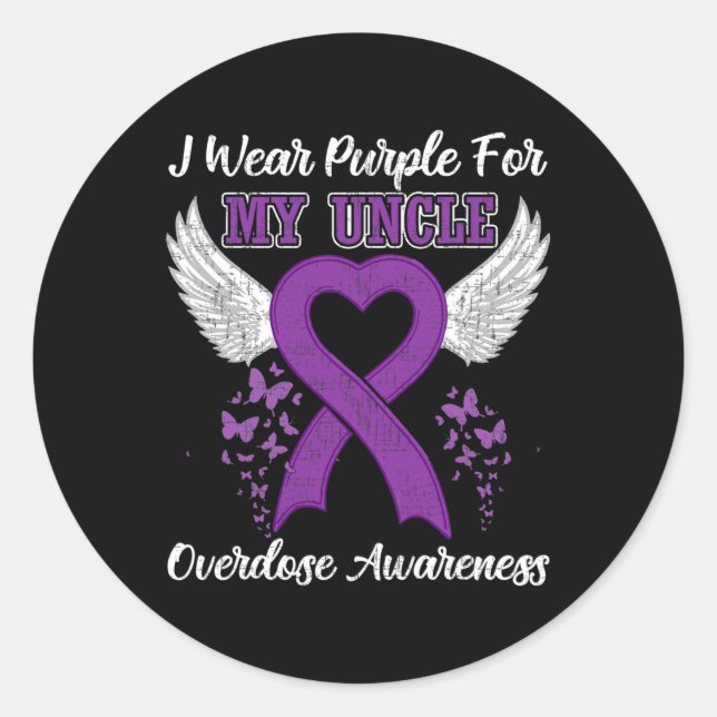 Tu Support Overdose Awareness Month Costume Uncle  Classic Round Sticker (Front)