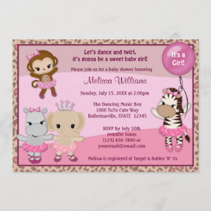 Tu Tu Cute Baby Shower invitation MONKEY GIRL TTC