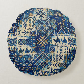 Tuareg Tifinagh Patchwork Throw Pillow | Saharan I