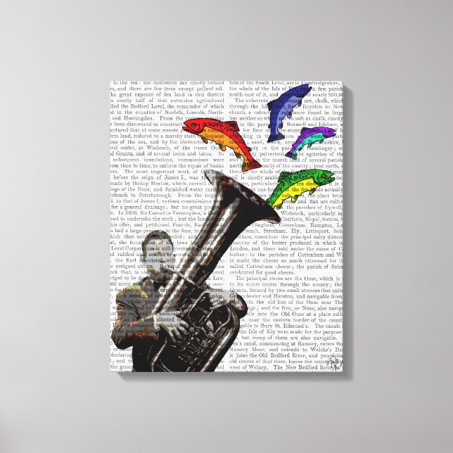 Tuba And Fish Canvas Print (Front)
