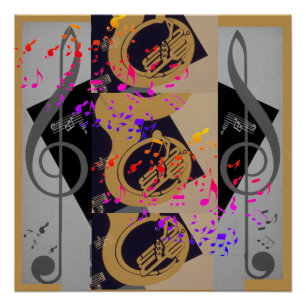 Tuba And Music Notes Poster
