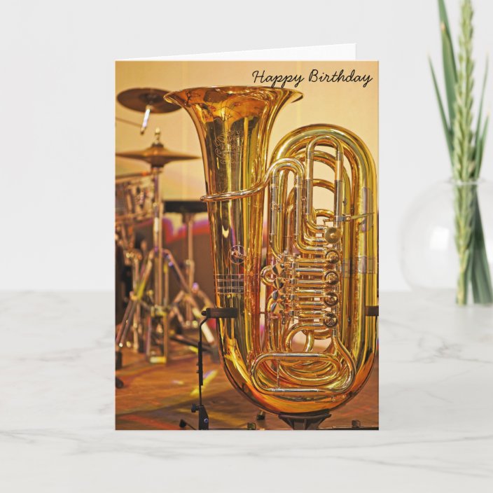 Tuba brass instrument birthday card Zazzle.co.uk