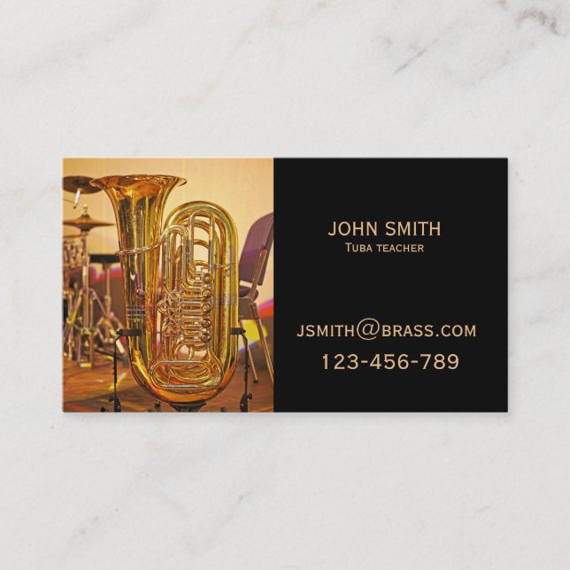 Tuba brass Teacher or tutor Business Card (Front)
