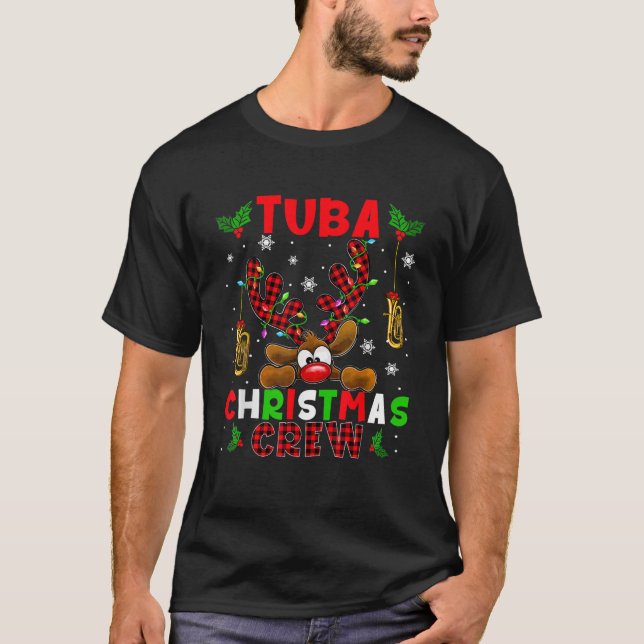 Tuba Christmas Crew Xmas Reindeer Red Colour Instr T-Shirt (Front)