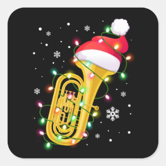Tuba Christmas Shirt Funny Marching Band Geek Holi Square Sticker