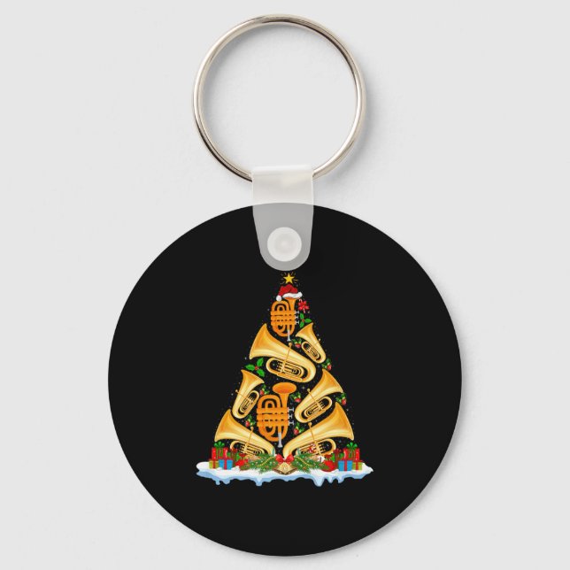 Tuba Christmas Tree Lights Tuba Music Lover Musica Key Ring (Front)