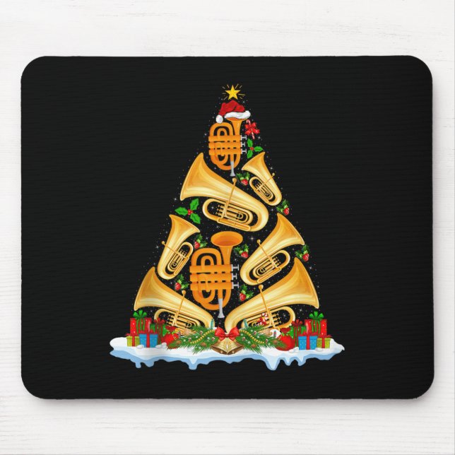 Tuba Christmas Tree Lights Tuba Music Lover Musica Mouse Mat (Front)