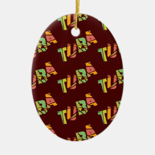Tuba Cracked Text Ceramic Tree Decoration