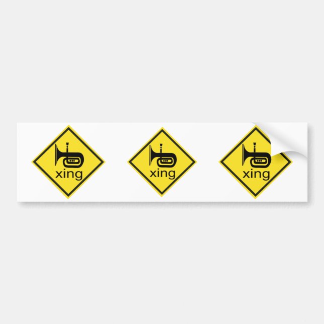 Tuba Crossing Xing Traffic Sign Bumper Sticker (Front)
