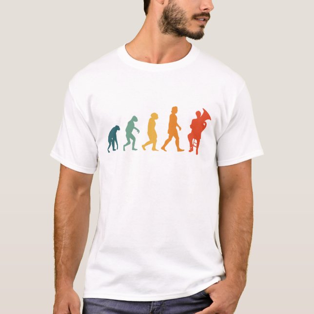 Tuba Evolution Retro Tubist Orchester Tubaspieler T-Shirt (Front)