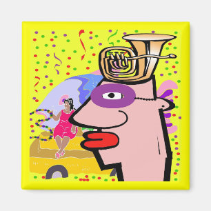 Tuba Head Masked For Mardi Gras Magnet