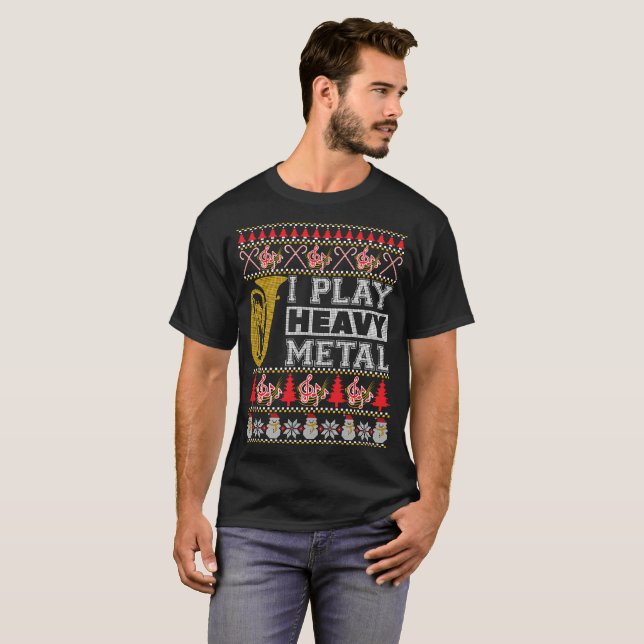 Tuba I Play Heavy Metal Ugly Christmas Sweater (Front Full)