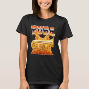 Tuba Instrument Tubist Flames 90s Bootleg Style T-Shirt